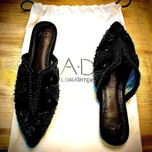 A.D. & Daughters Black Beaded Mules